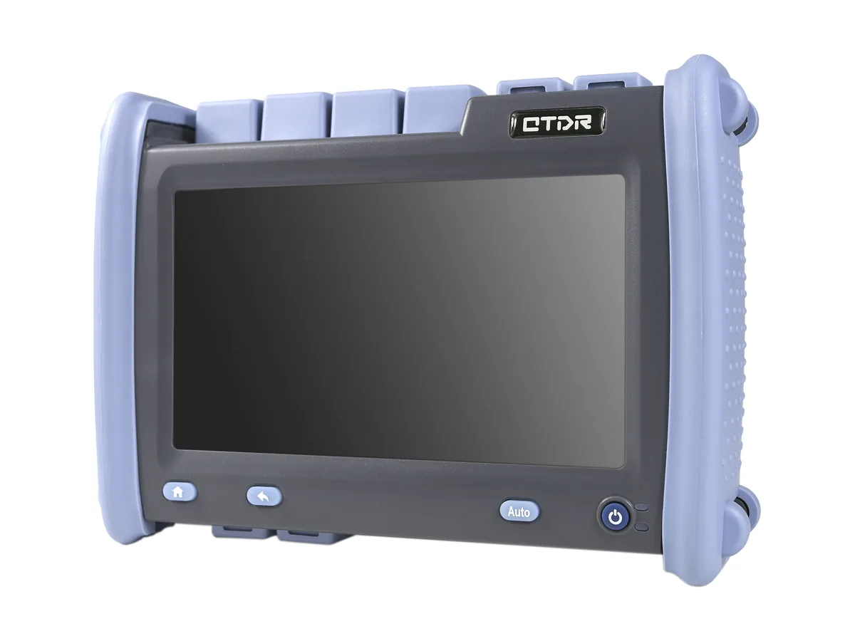 NK6800 MAX OTDR handheld fiber tester angled view
