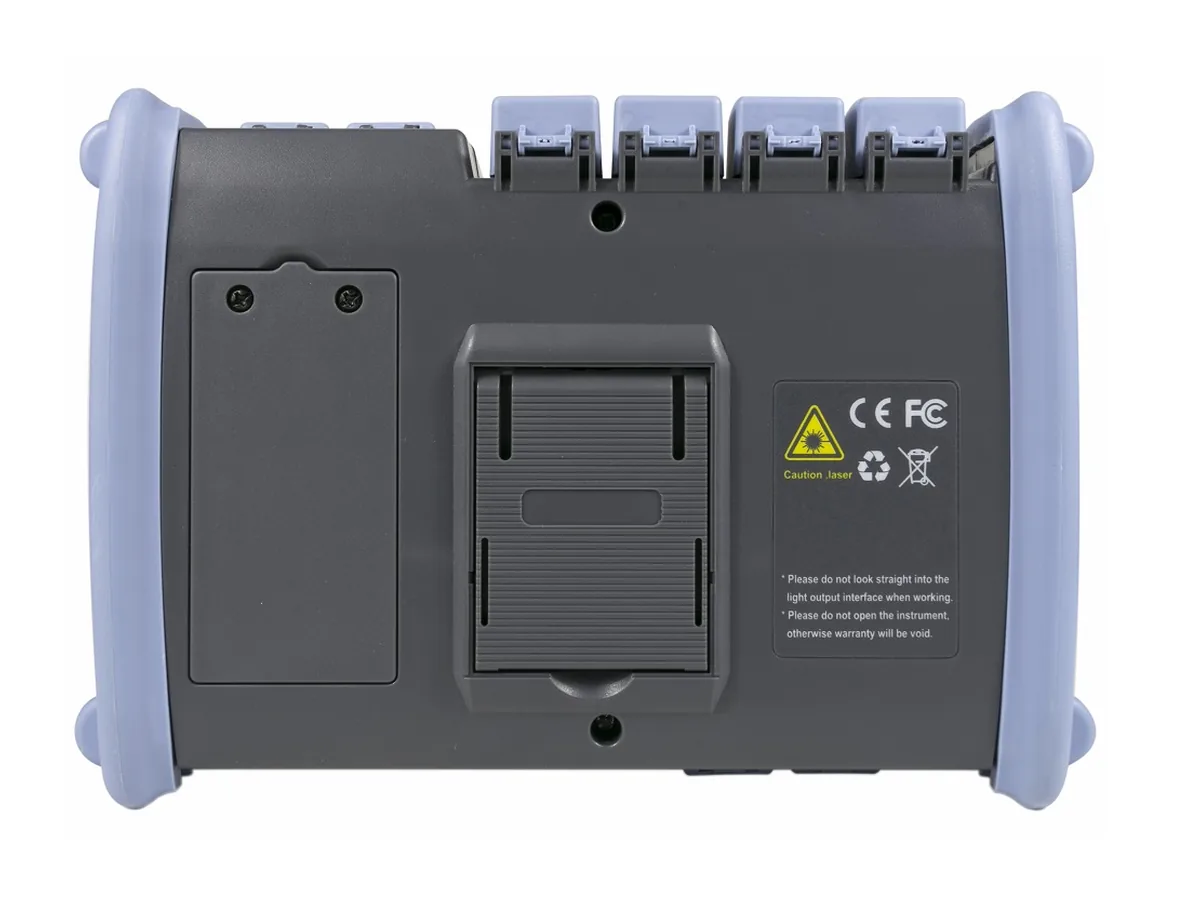 NK6800 MAX OTDR rear panel and removable battery compartment