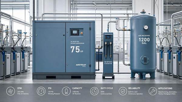 How to Choose Air Compressors for Industrial Use: CFM, PSI, Tank Size, and Duty Cycle