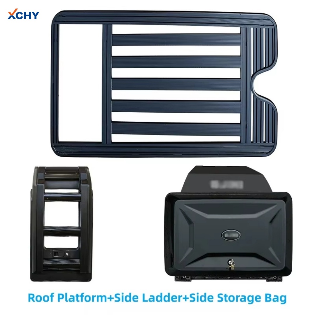High-quality aluminum alloy off-road kit for Leopaed SUVs, including roof platform, side ladders, and side storage pockets.