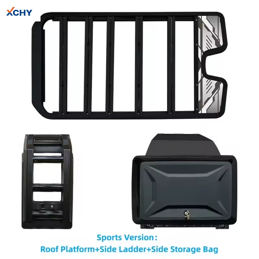 High-quality aluminum alloy off-road kit for Leopaed SUVs, including roof platform, side ladders, and side storage pockets. High-quality aluminum alloy off-road kit for Leopaed SUVs, including roof platform, side ladders, and side storage pockets.