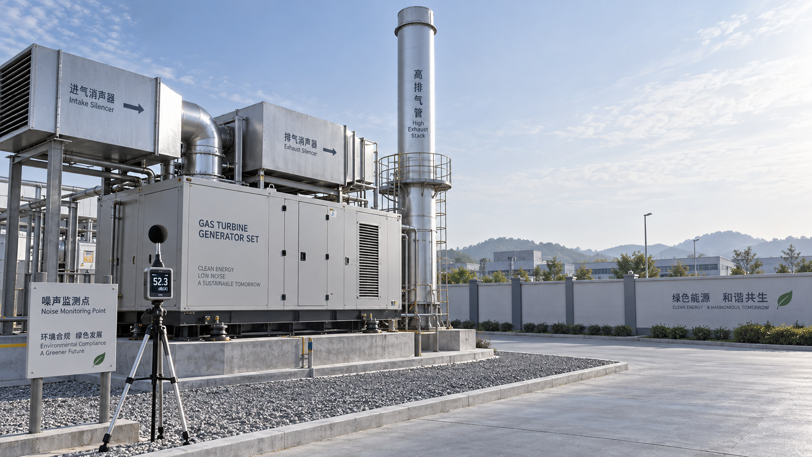 How to compare noise limits for a small gas turbine generator site