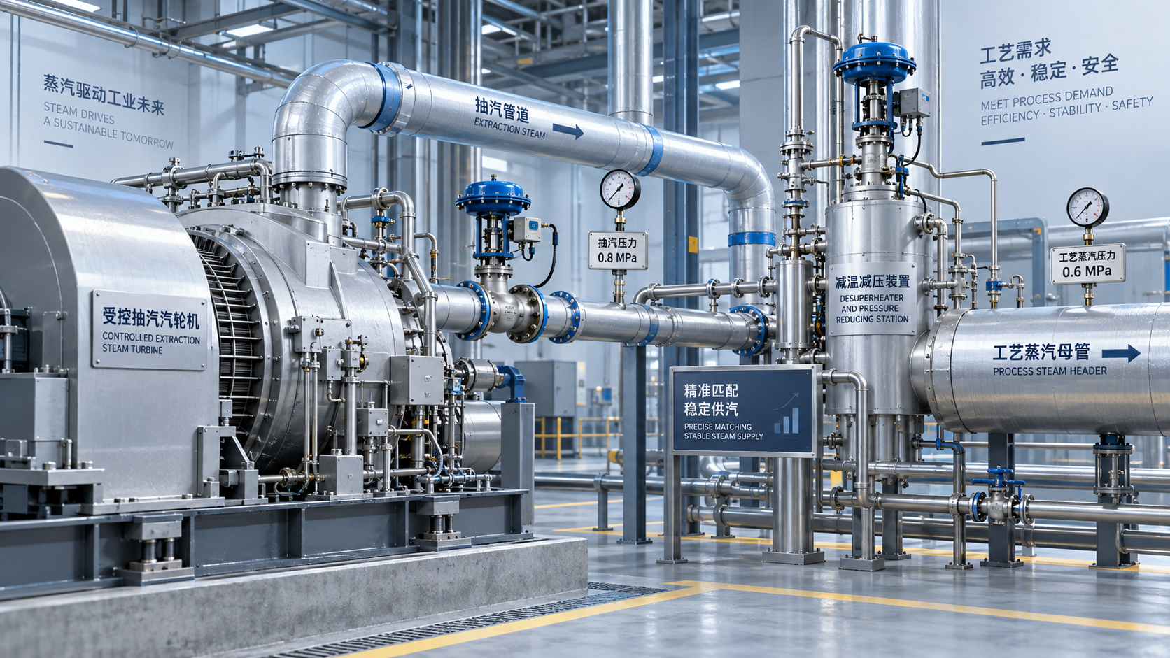 How to match extraction steam turbine pressure to process demand