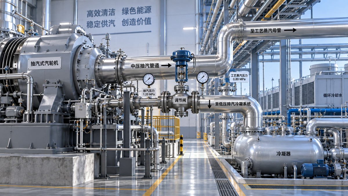 What happens when process steam demand changes on an extraction steam turbine