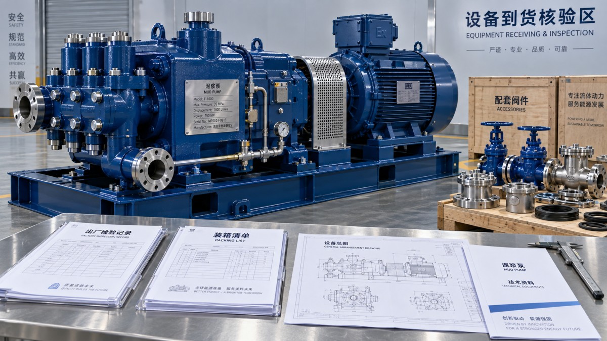 Which records should you verify before accepting a mud pump on site? Which records should you verify before accepting a mud pump on site?