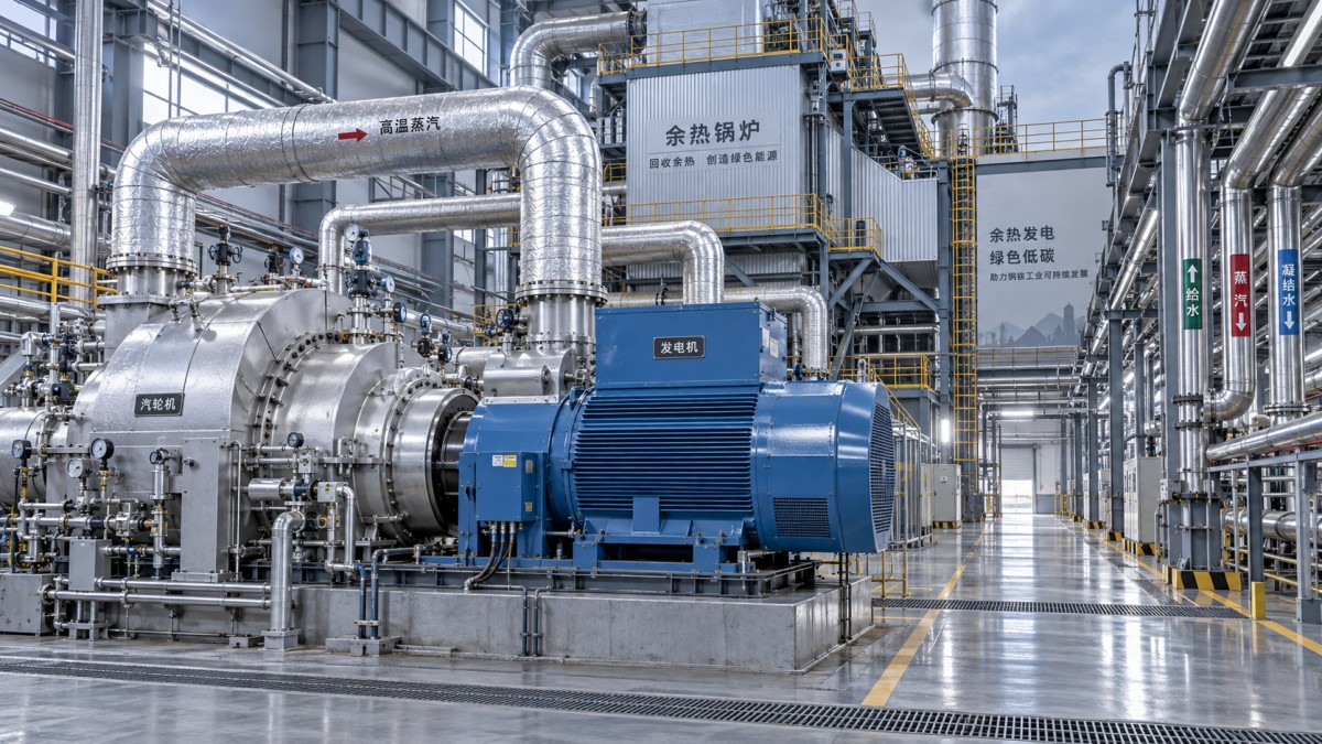 Can a steel plant steam turbine use steam from waste heat recovery?
