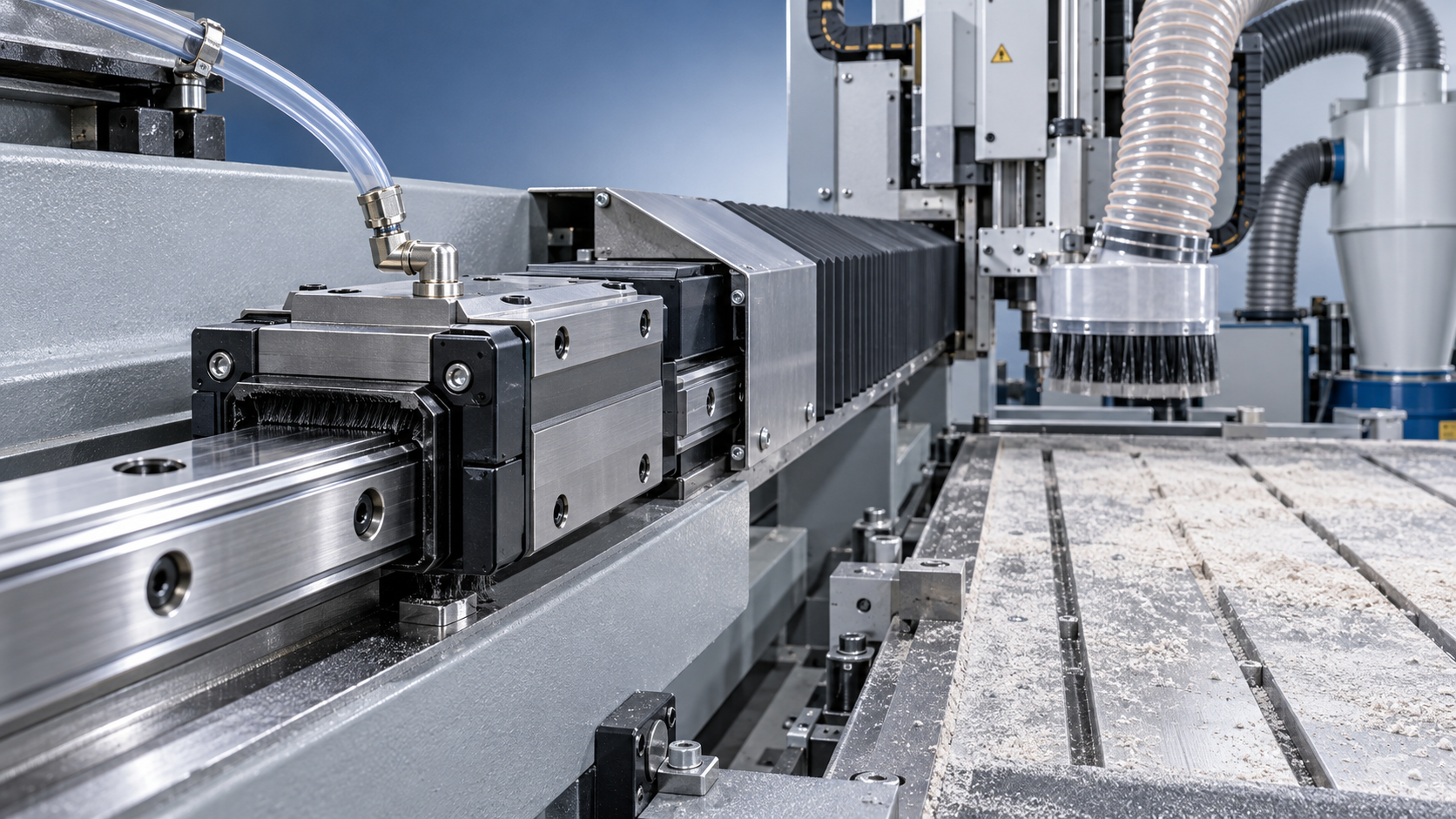 HIWIN Linear Slider Lubrication for Dusty CNC Machining Environments HIWIN Linear Slider Lubrication for Dusty CNC Machining Environments