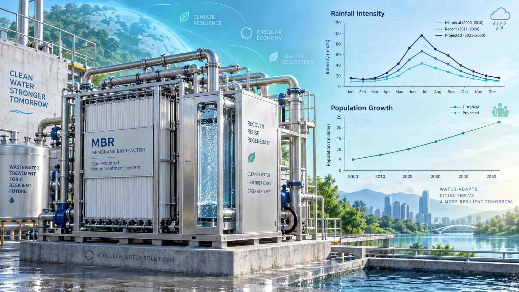 Sewage Treatment Plant Capacity Planning for Climate-Resilient Infrastructure: Accounting for Rainfall Variability and Population Growth