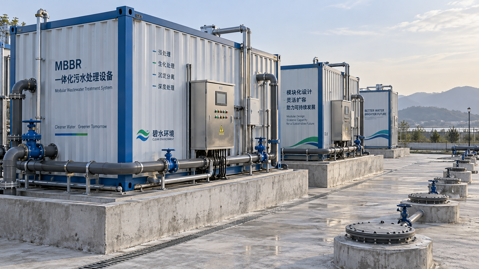 When does a modular sewage treatment plant cost less than civil works?