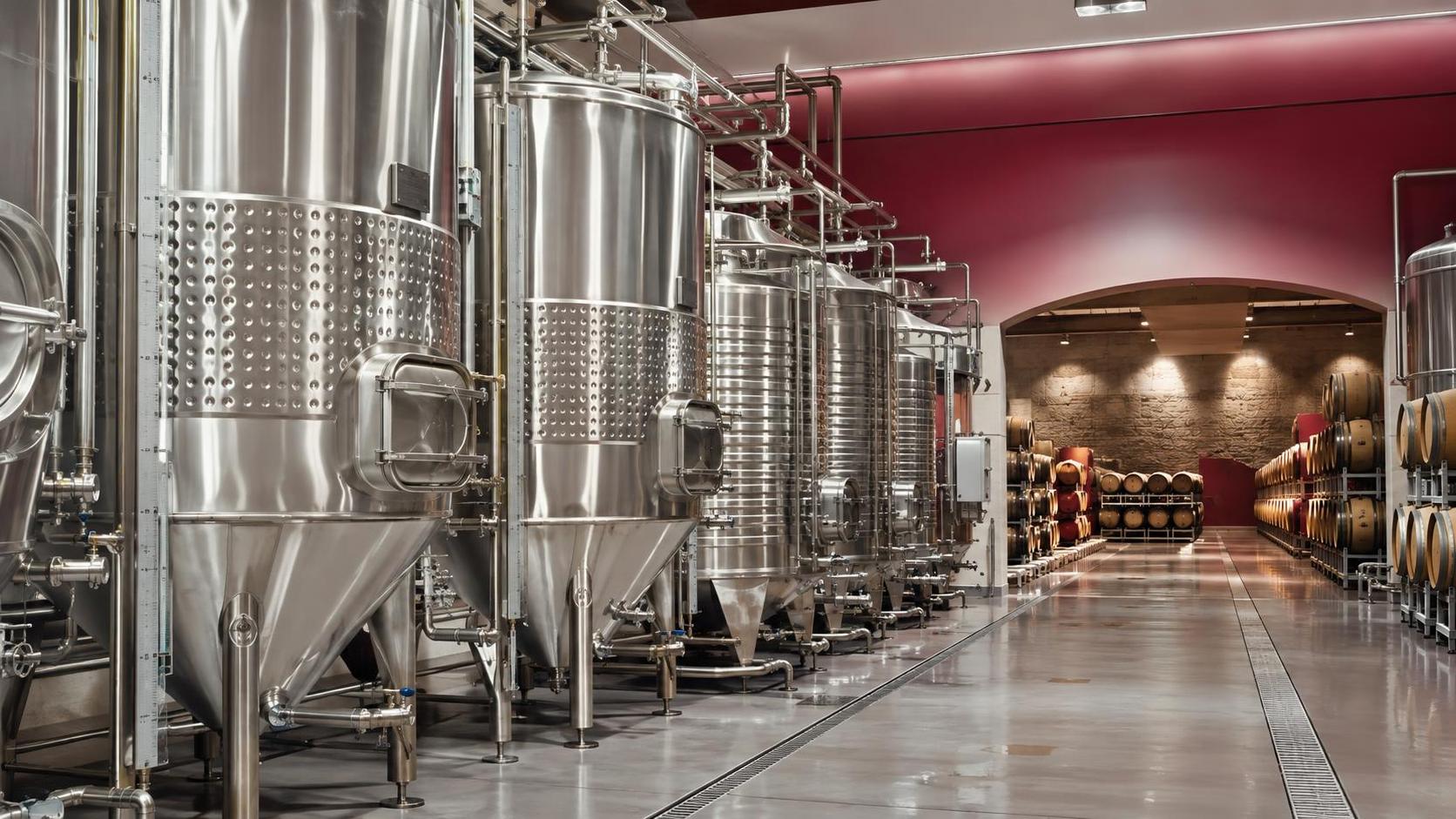 Come devono essere dimensionati i serbatoi per la fermentazione e lo stoccaggio del vino?