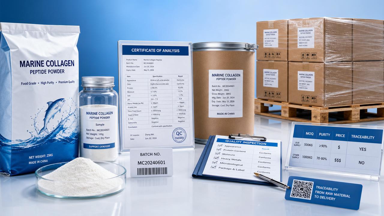 Marine Collagen Wholesale: How to Compare MOQ, Purity, and Price Marine Collagen Wholesale: How to Compare MOQ, Purity, and Price