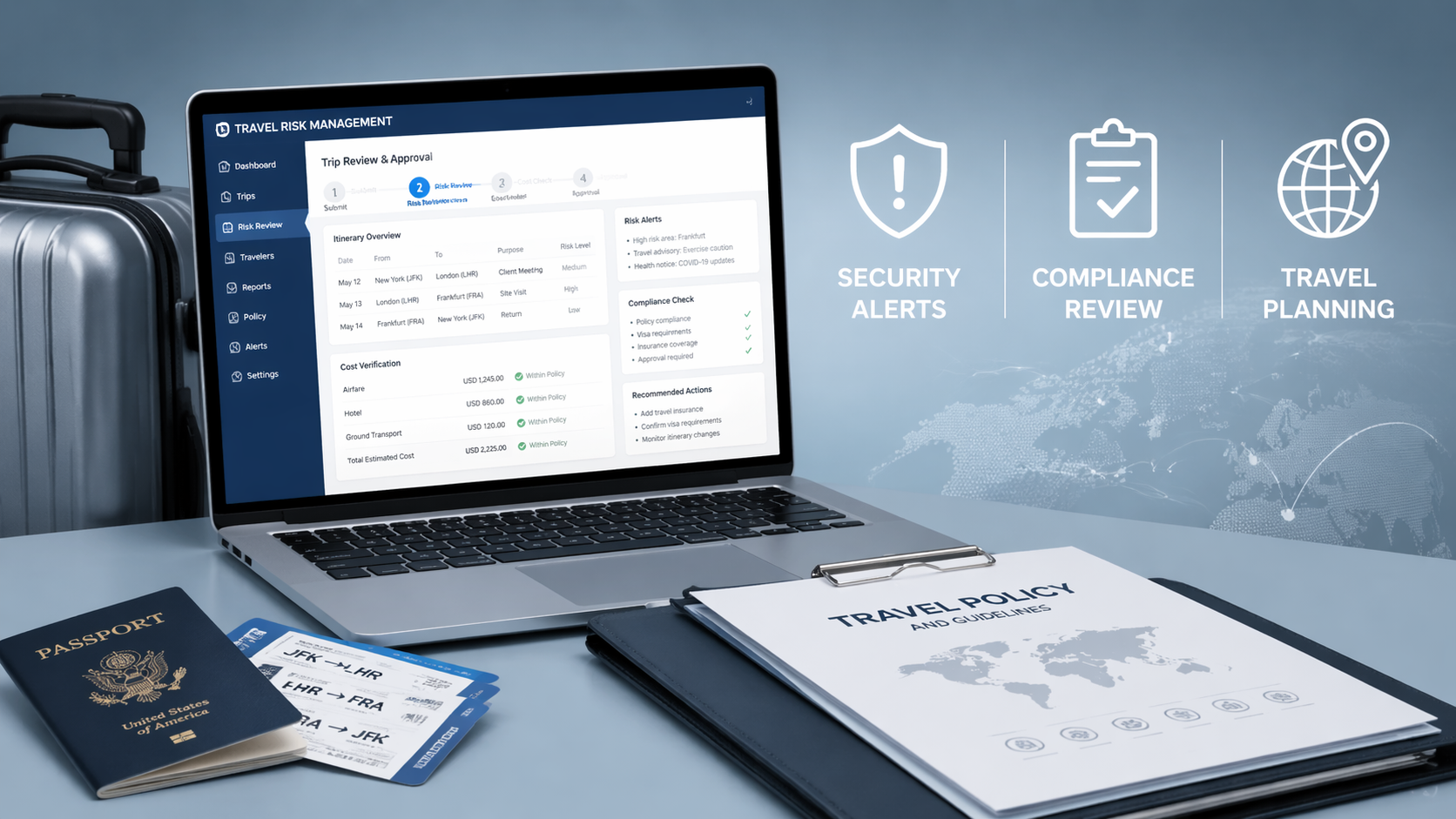 What business trip risks should managers flag first?