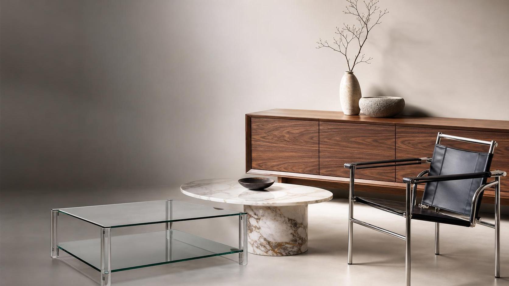 High-End Furniture Materials Compared: Solid Wood, Marble, Glass, and Metal