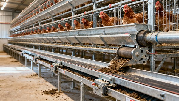 How Belt Speed, Width, and Material Affect Layer Cage Manure Removal