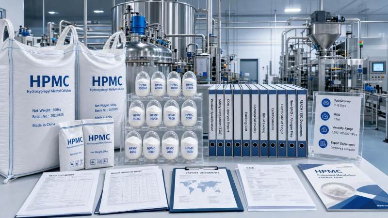 مقارنة مورّدي HPMC في الصين: مدة التوريد، والحد الأدنى لكمية الطلب، والدرجات، والوثائق