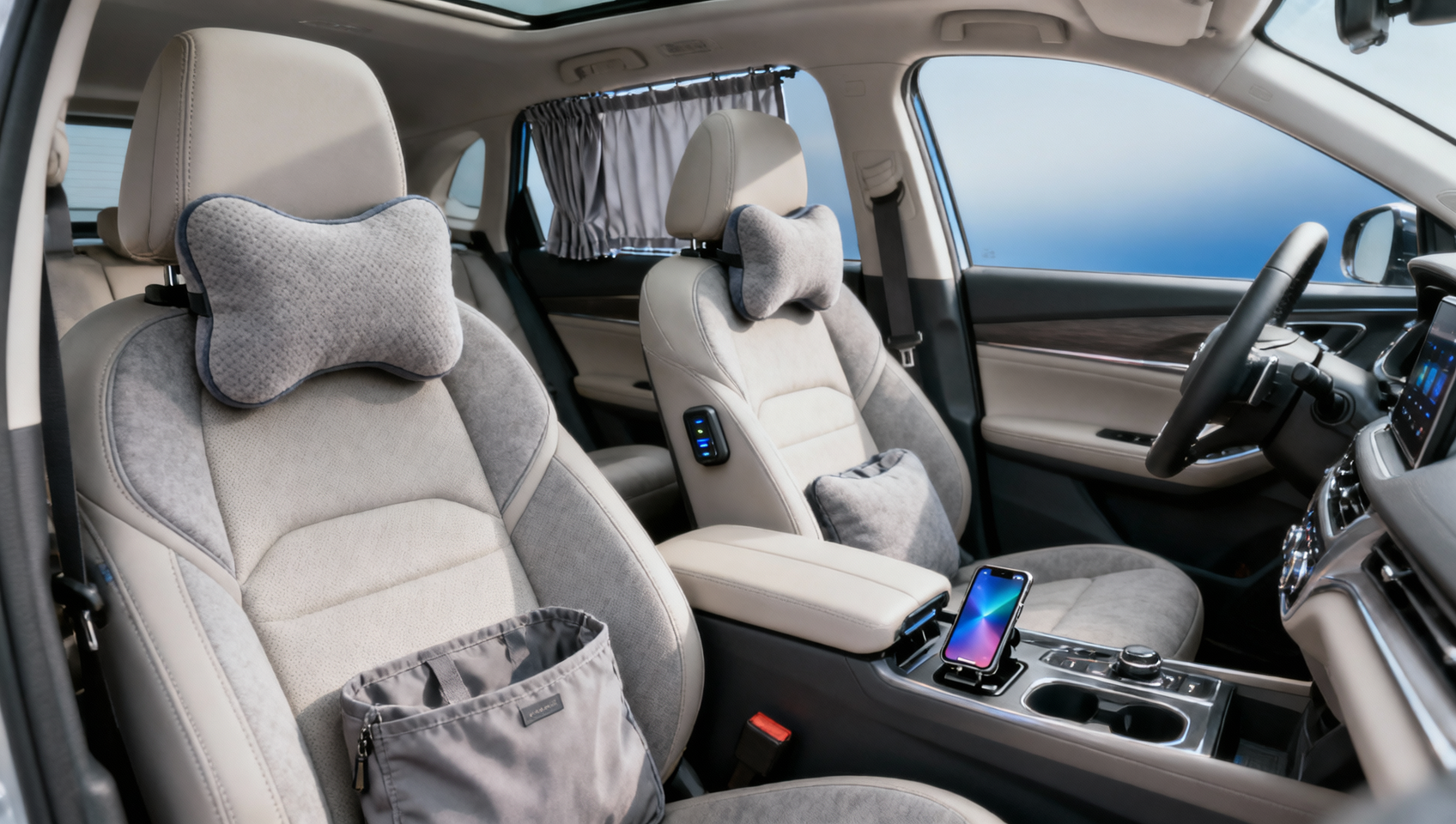 Which car accessories improve comfort on long drives?