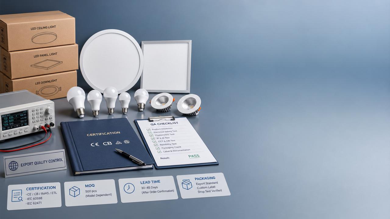How to Evaluate a Lighting Exporter: Certifications, MOQ, Lead Time, and QA Checklist