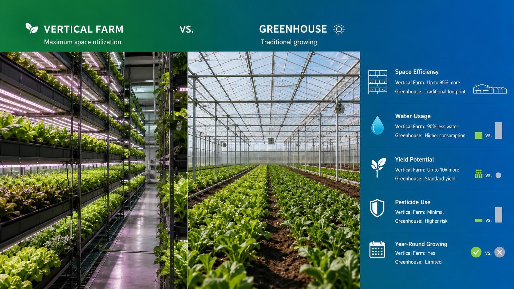 Vertical Farming Technology vs Traditional Greenhouses: Key Differences in Yield and Space Use