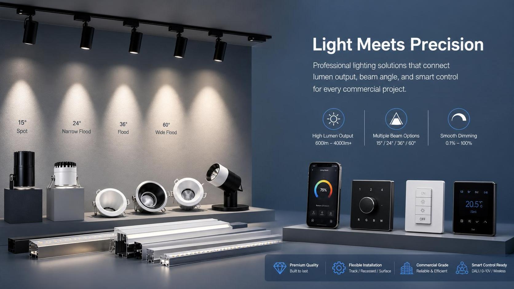 Custom Lighting for Commercial Projects: How to Specify Output, Beam Angle, and Controls