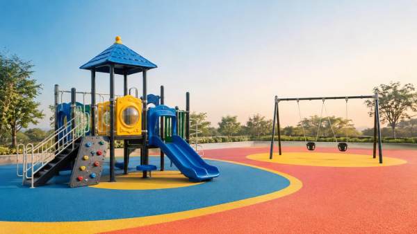 What do playground safety standards EN1176 require for public play areas?
