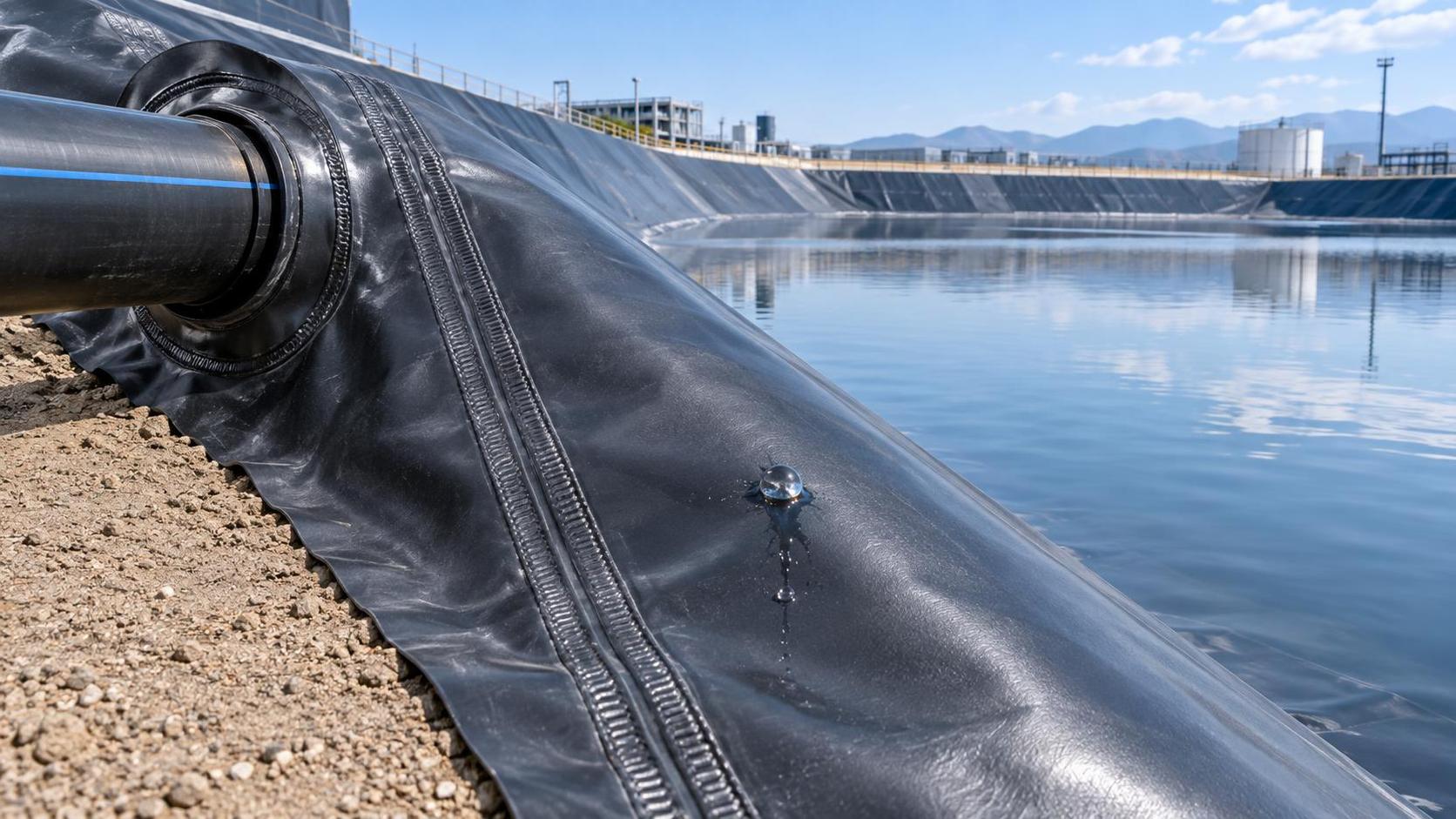 What causes leaks in a waterproof geomembrane installation