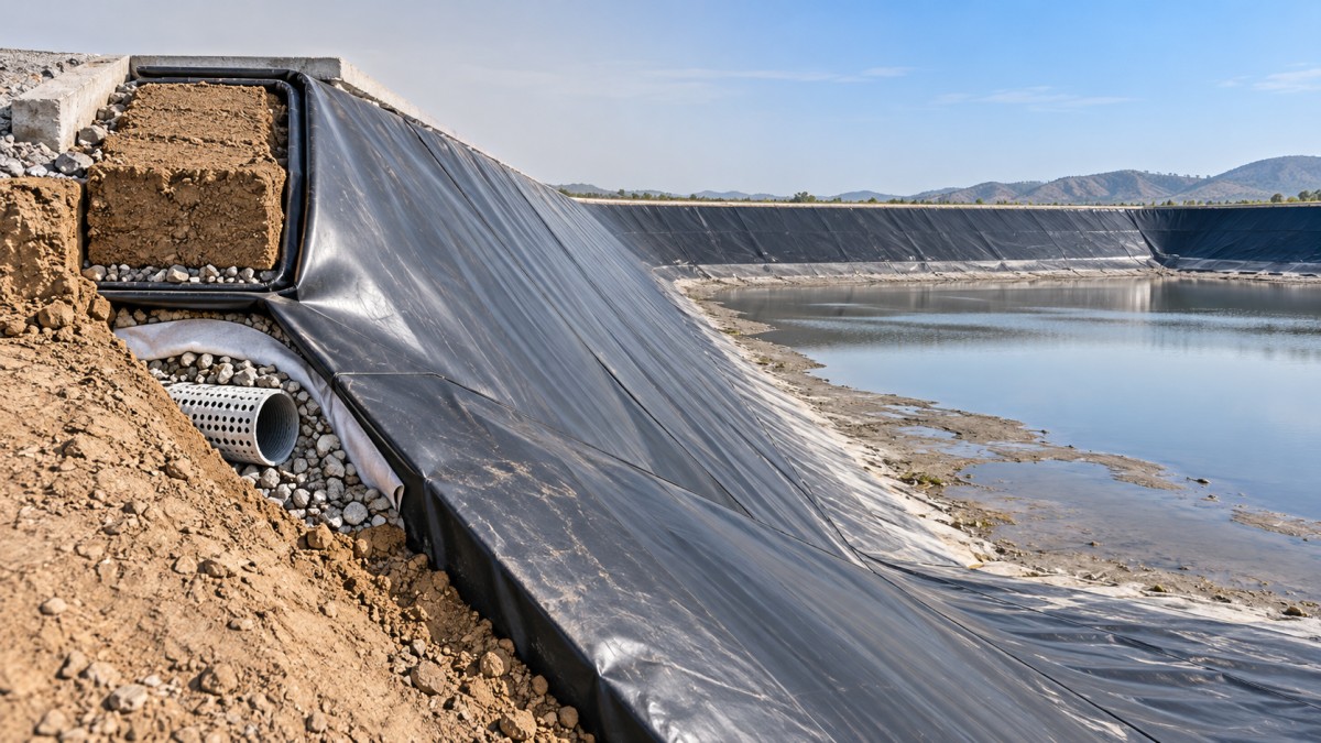 How to anchor geomembrane ponds where water levels fluctuate How to anchor geomembrane ponds where water levels fluctuate
