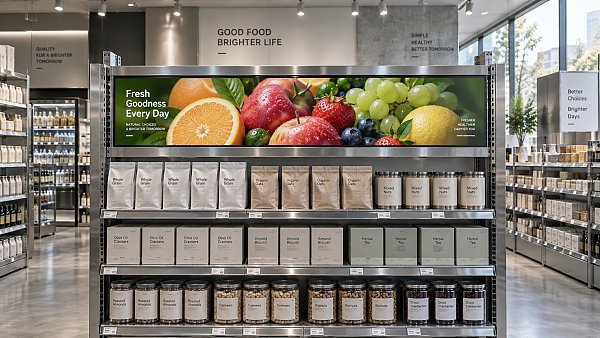 What brightness should an OEM shelf LCD screen have for retail use?