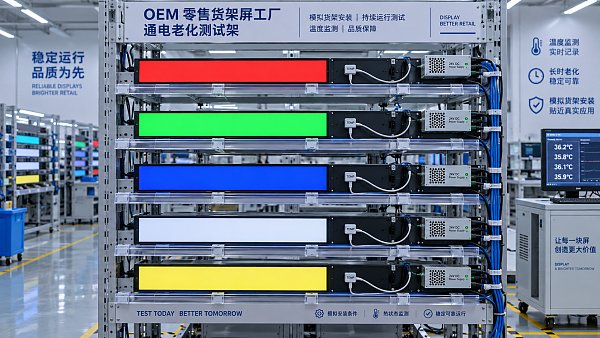 How to assess burn-in testing at an OEM retail shelf screen factory