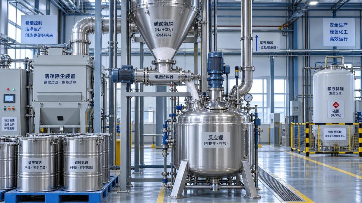 Bicarbonato de sodio en procesos industriales: usos, manipulación y riesgos de almacenamiento