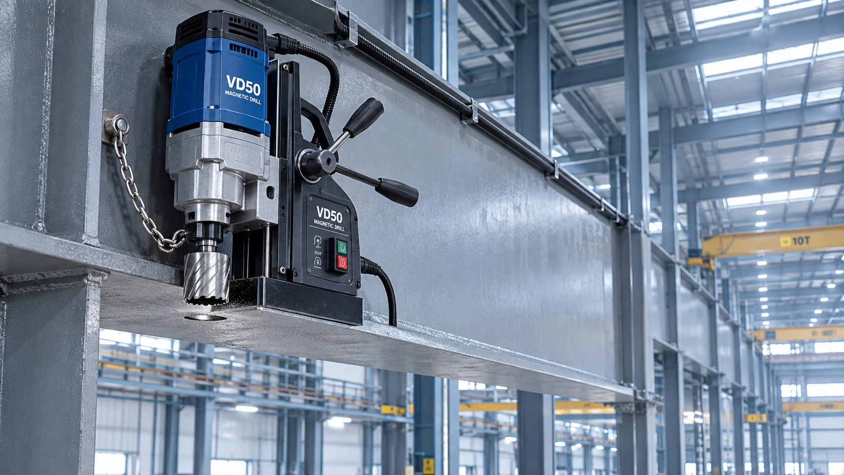 Is the Magnetic drill VD50 suitable for overhead drilling on steelwork?