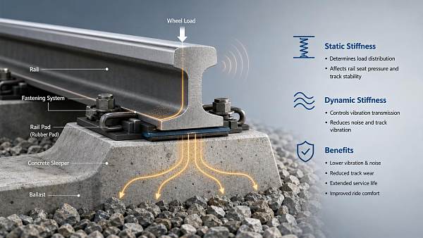 How rail pad static and dynamic stiffness affects track life