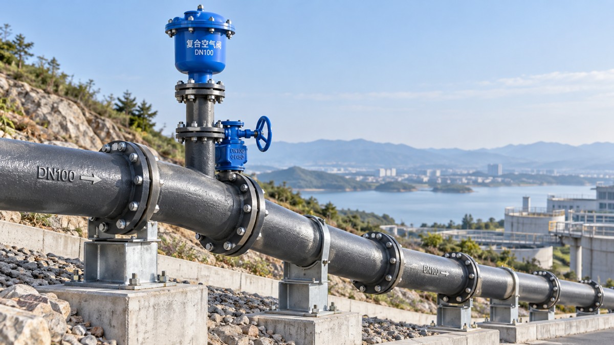 Where to place air valves on a DN100 ductile iron pipe water main Vị trí lắp van khí trên tuyến ống cấp nước bằng gang dẻo DN100
