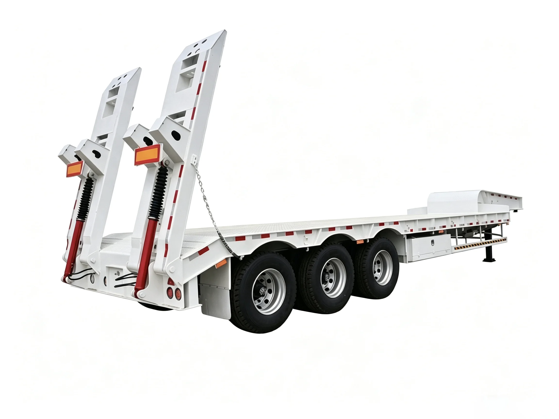 3-Axle Gooseneck Lowbed Semi‑Trailer With Hydraulic Ramps 3-Axle Gooseneck Lowbed Semi‑Trailer With Hydraulic Ramps