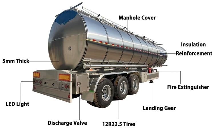 45000L Stainless Steel Tanker Semi-Trailer