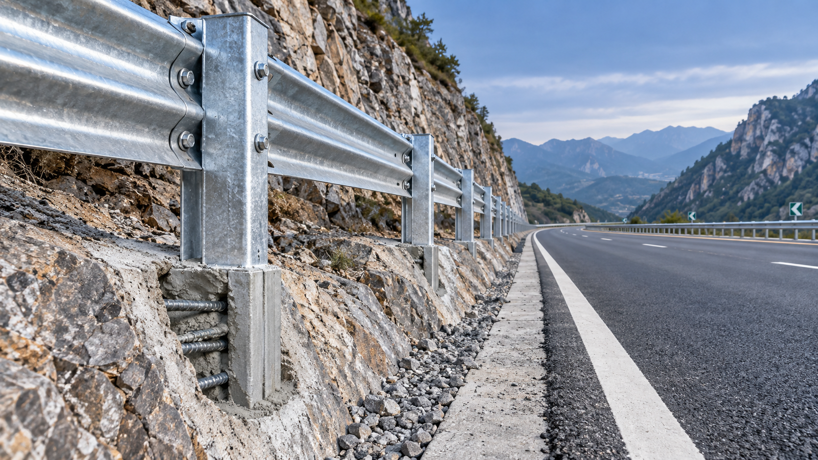 A defensa com poste Z pode ser instalada de forma eficaz em terreno rochoso A defensa com poste Z pode ser instalada de forma eficaz em terreno rochoso