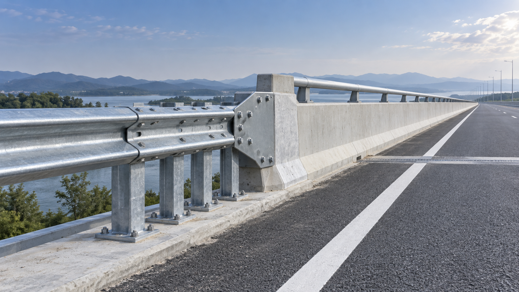 Quando a defensa metálica de perfil W requer uma transição para o guarda-corpo da ponte Quando a defensa metálica de perfil W requer uma transição para o guarda-corpo da ponte