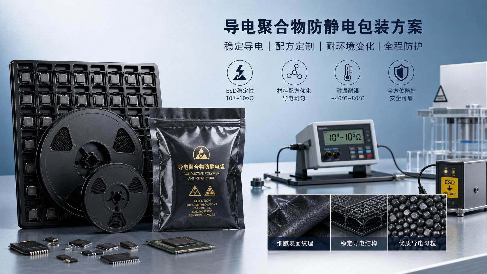 Conductive Polymers for Antistatic Packaging: What Impacts ESD Stability Most