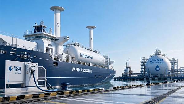 Maritime Decarbonization Tech Compared: Shore Power, Methanol, Ammonia, and Wind Assist