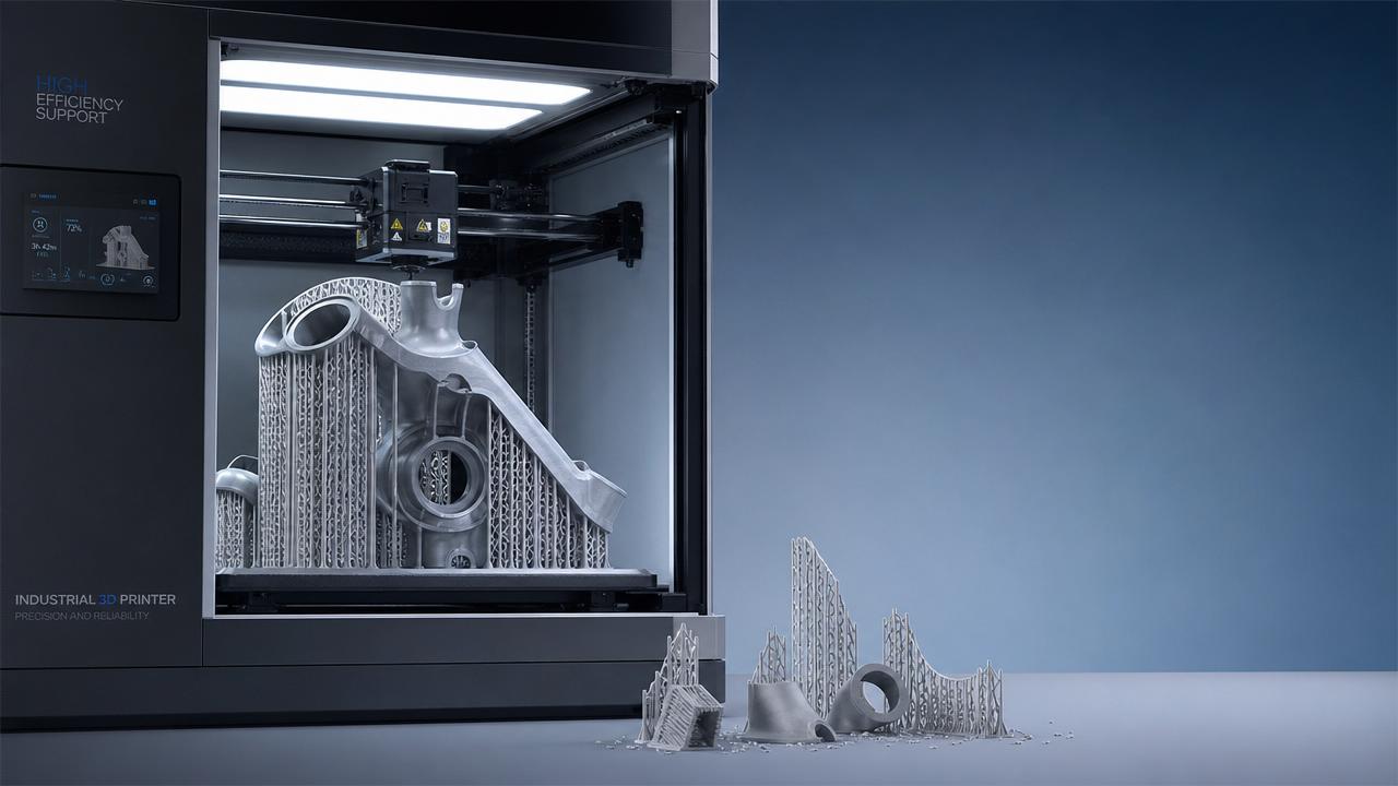 When does support efficiency slow a 3D printing job?