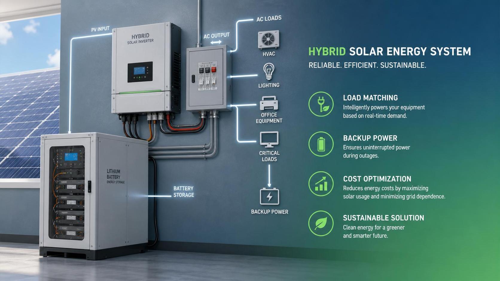 Hybrid Solar Inverter Sizing: Cost, Backup Time, and Load Fit