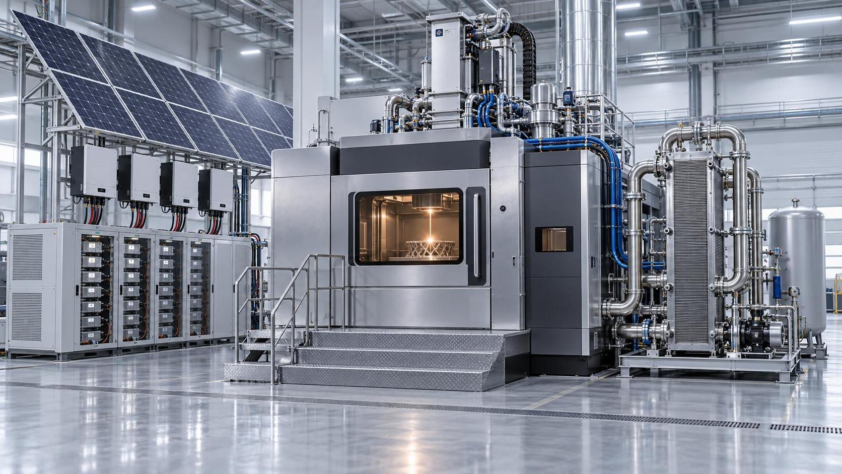 What clean energy solutions reduce operational costs in metal SLM|DED facilities?