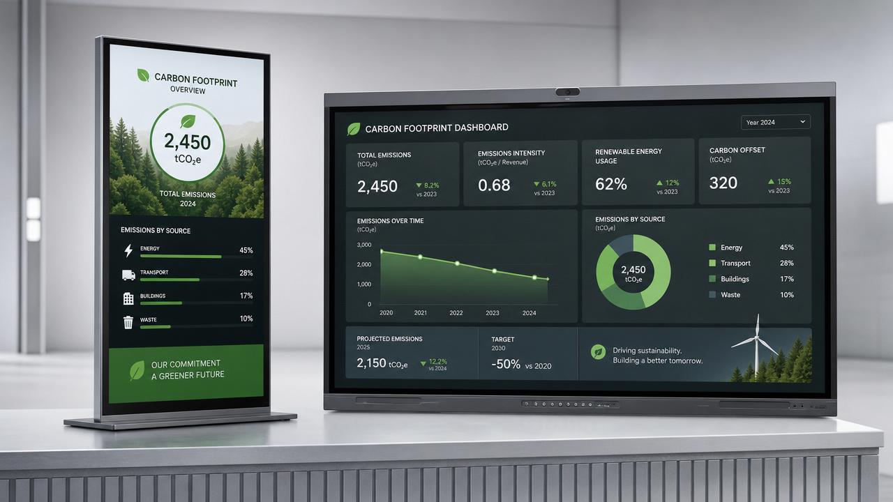 EU CBAM Carbon Reporting Expanded to Digital Signage & Interactive Flat Panels