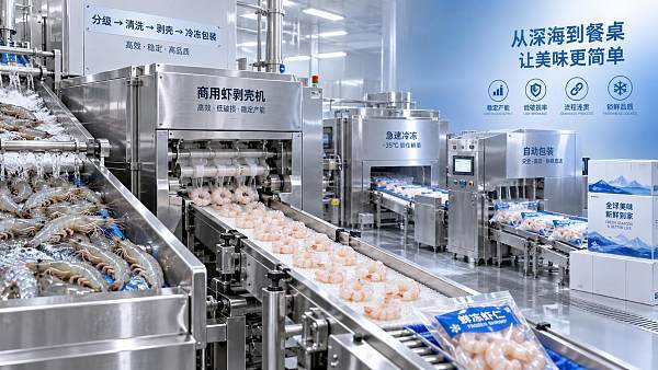 What throughput should a commercial shrimp peeling machine deliver?
