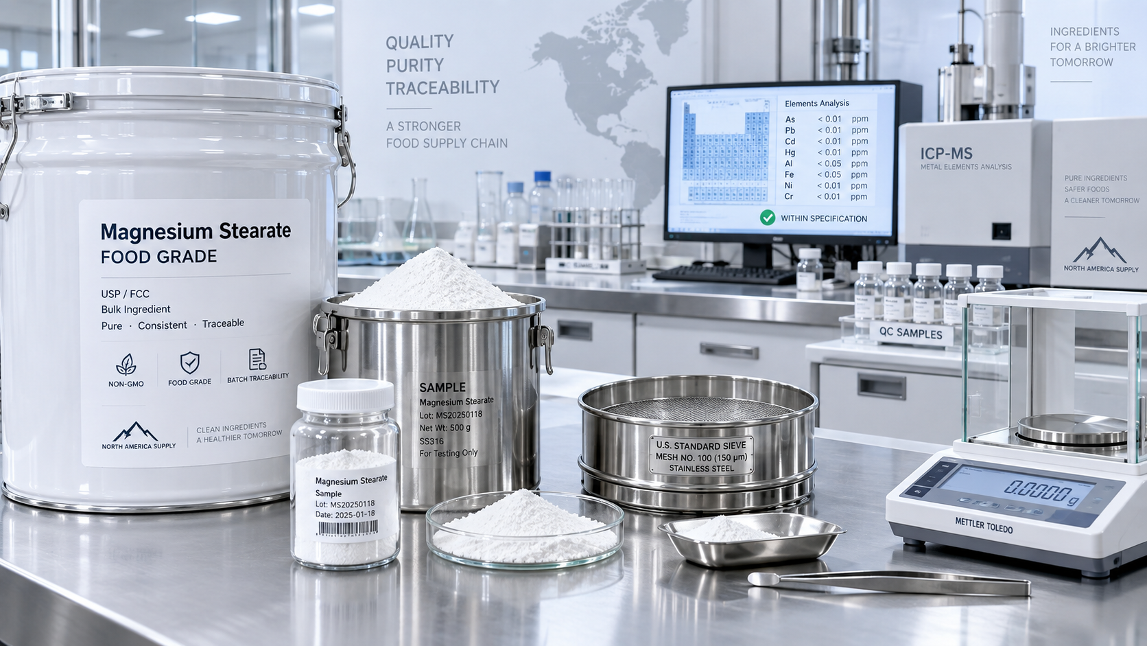 What purity specifications matter when sourcing bulk magnesium stearate in North America?