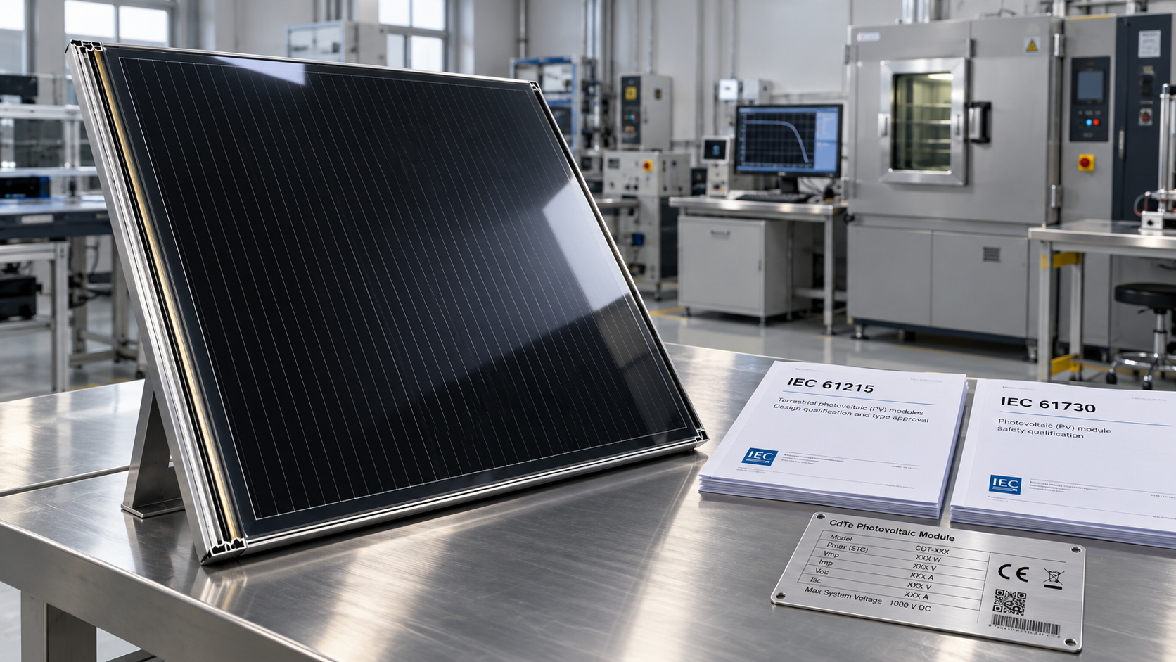 What certifications should a CdTe thin-film solar panel OEM provide?