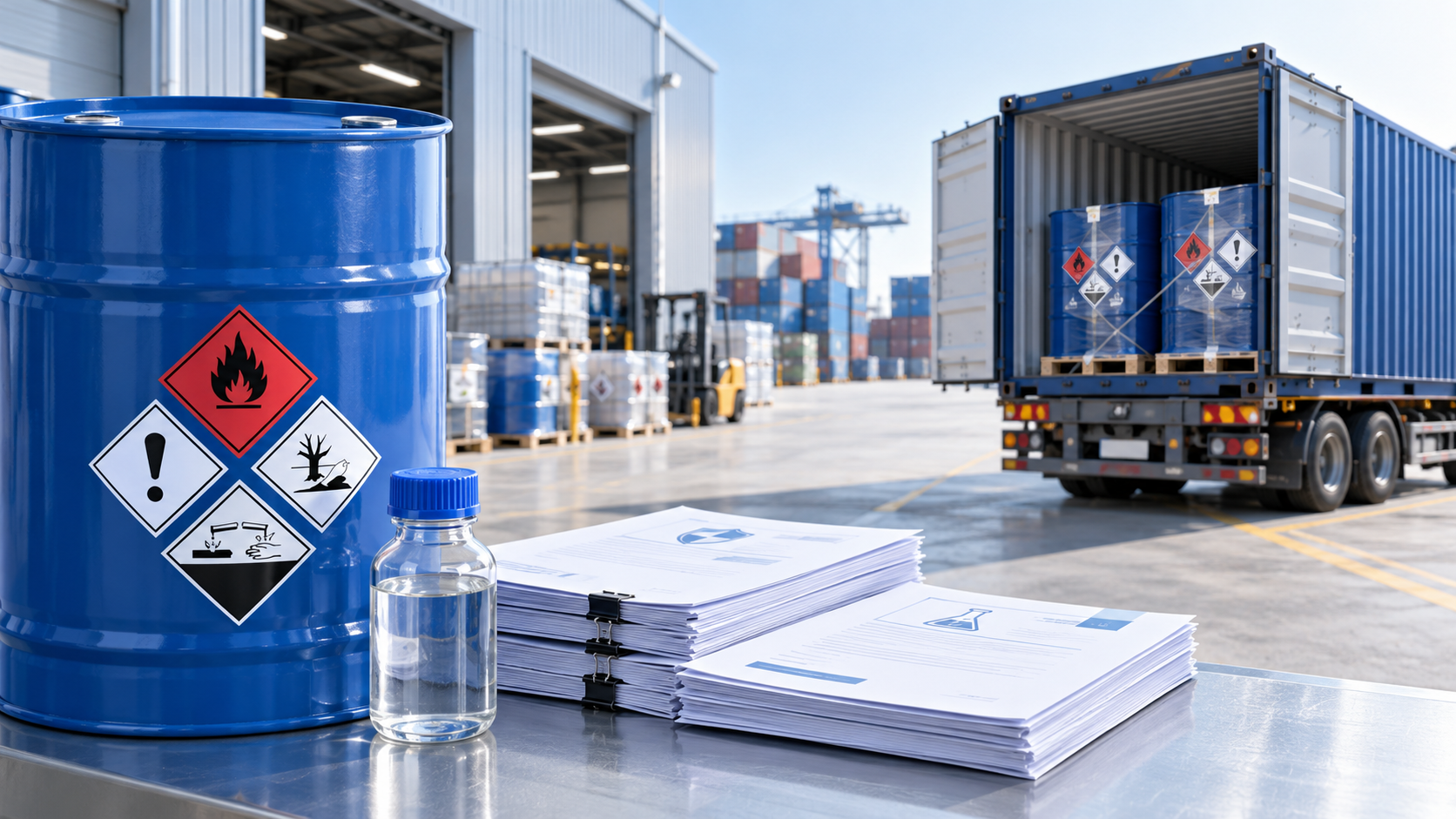 What compliance documents should an industrial chemicals exporter provide?