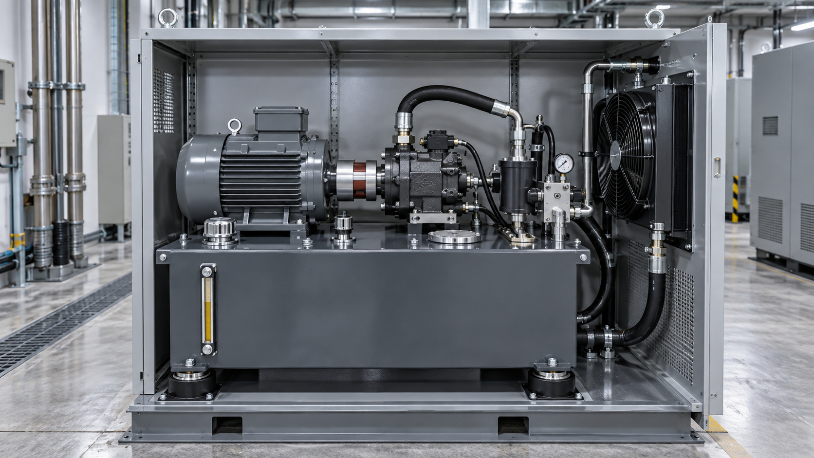 Choosing a low noise pump for a power unit when space is limited