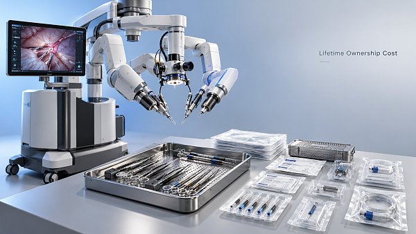 How much does a microsurgical robot cost over its service life?