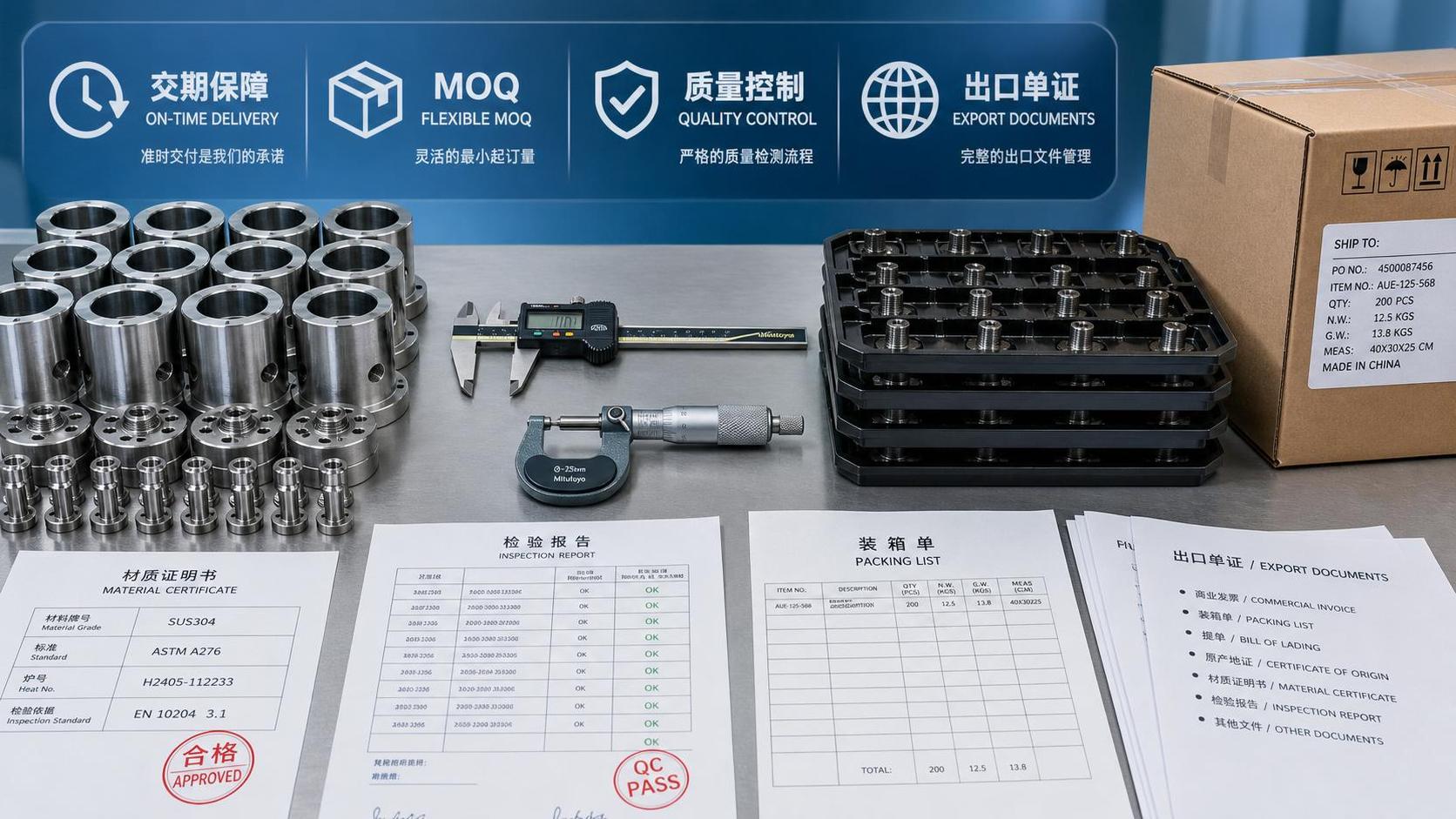 How to Evaluate a Machinery Parts Exporter: Lead Time, MOQ, QC, and Documentation