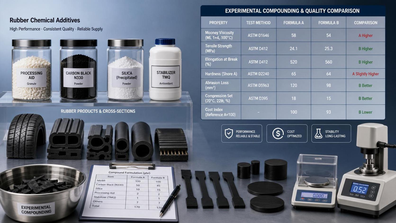Chemical Additives for Rubber: How to Compare Processing Aids, Fillers, and Stabilizers